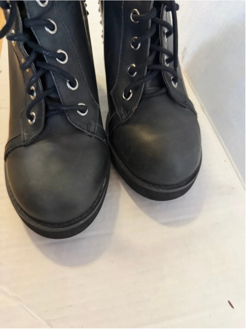 Women's Jeffrey Campbell Black Spiked Wedge Boots Size 9